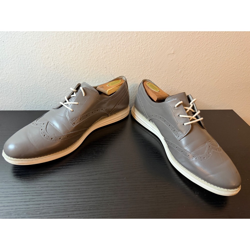 Cole Haan Grand.OS Womens Grey Leather Wingtip Oxford Shoes W05434 Size 11B - Picture 4 of 9